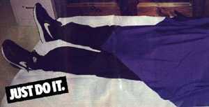 Heaven's Gate container wearing NIKE shoes. You can't buy product placement like this!