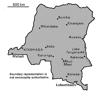 [Country map of Zaire]
