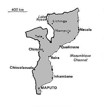 [Country map of Mozambique]