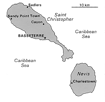 [Country map of Saint Kitts and Nevis]