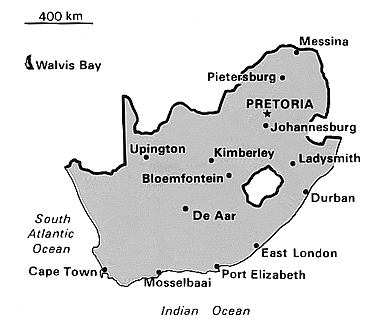 [Country map of South Africa]
