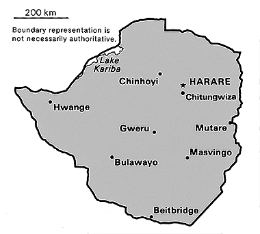 [Country map of Zimbabwe]