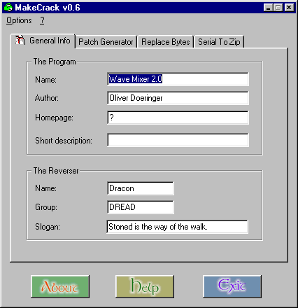 Screenshot of MakeCrack