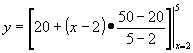 y=(20+(x-2)*(50-20)/(5-2)) | x=2,5