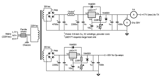 FM jammer: power supply schematic