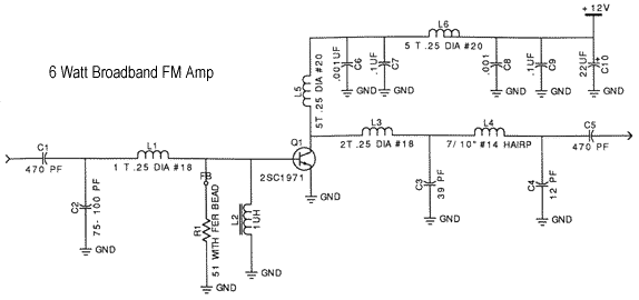 6 Watt RF Amp Schematic