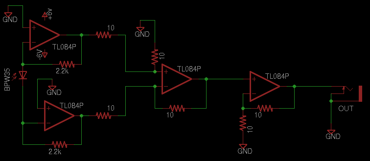 Figure 13: Figure 13: Circuit schematic of differential transimpedance amplifier “h2.”