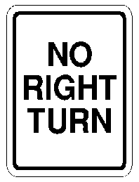 No right turn road sign